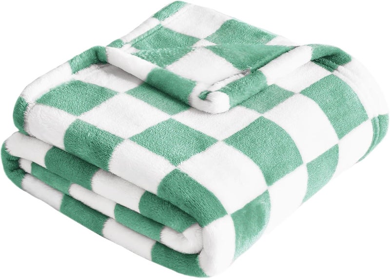Yurhap Checkered Baby Blanket Fleece Baby Blankets for Boys, Ultra Soft Cozy Fluffy Infant Toddler Newborn Receiving Gifts for Crib Stroller, 30x40 Inch, Jade Green - Image 1